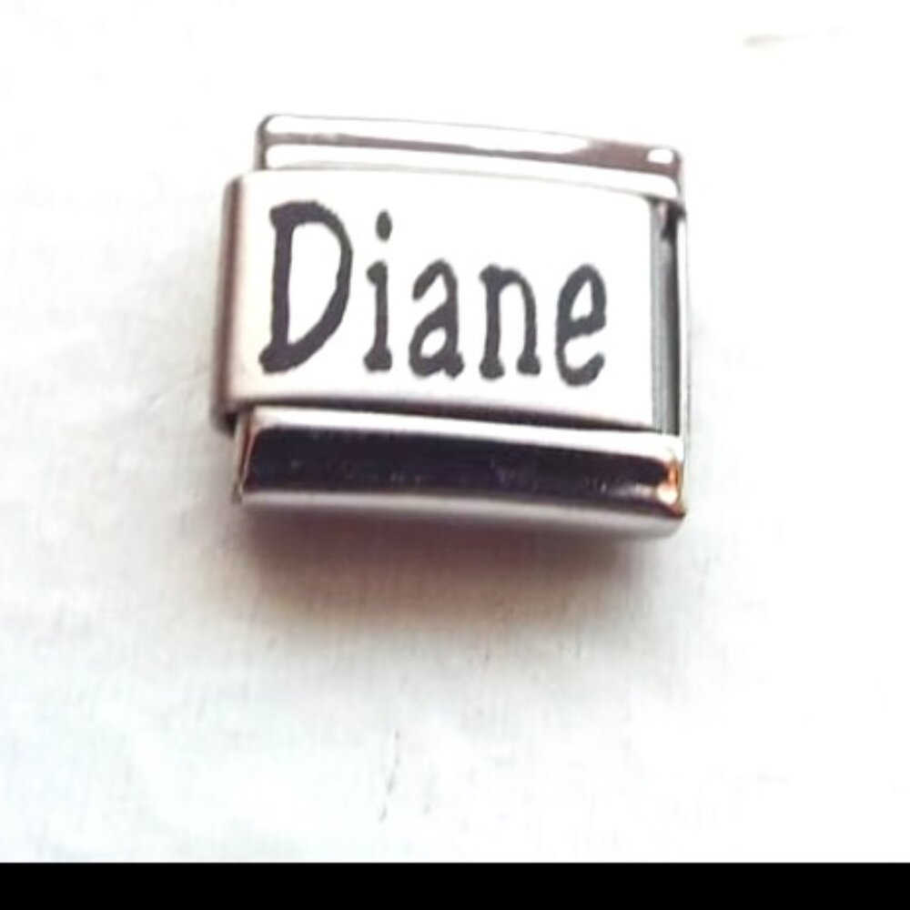 Name Diane laser 9mm stainless steel Italian charm bracelet link new
